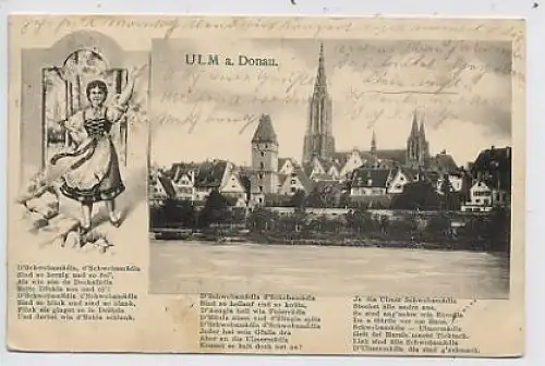 Ulm an der Donau - Teilansicht, Gedicht gl1907 35.671