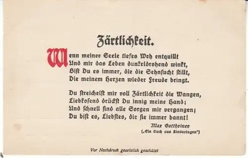 Zärtlichkeit Verse von Max Gottheiner ngl 27.380