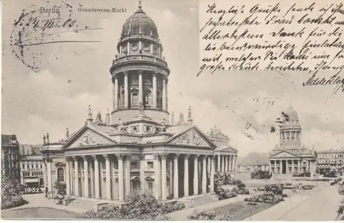 Berlin Gendarmenmarkt mit beiden Domen gl1905 B4935