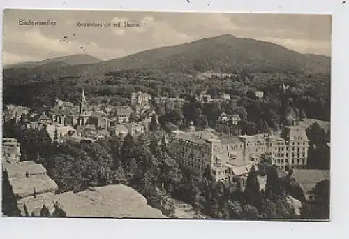 Badenweiler Gesamtansicht mit Blauen feldpgl1915 32.654