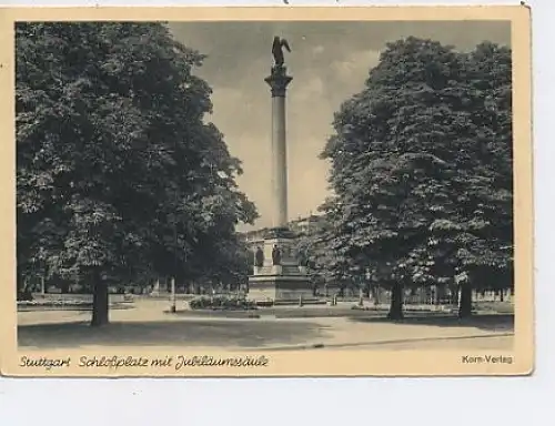 Stuttgart Schloßplatz Jubiläumssäule gl1943 40.163