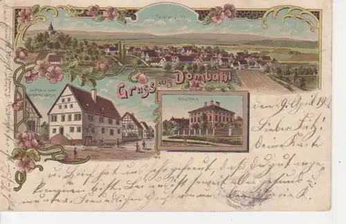 Dombühl Litho Gasthaus zum Lamm Schulhaus gl1901 73.127