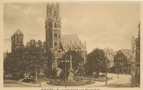 Münster Ludgerikirche und Mariensäule ngl 132.861