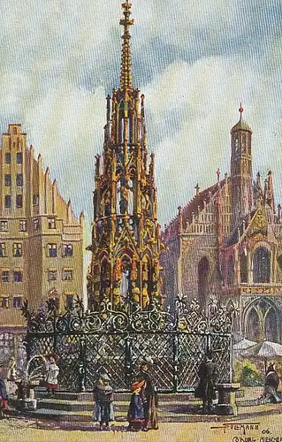 Nürnberg Schöner Brunnen Künstlerkarte ngl 124.447