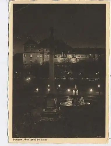 Stuttgart Altes Schloß bei Nacht gl1937 40.626