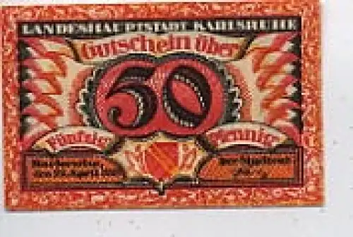 Karlsruhe Gutschein 50 Pf. von 1920 ngl 36.288