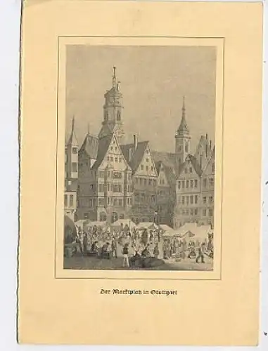 Stuttgart Marktplatz nach Stahlstich ngl 40.634