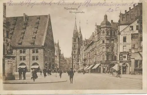 Nürnberg Königstraße mit Lorenzkirche gl1921 124.553