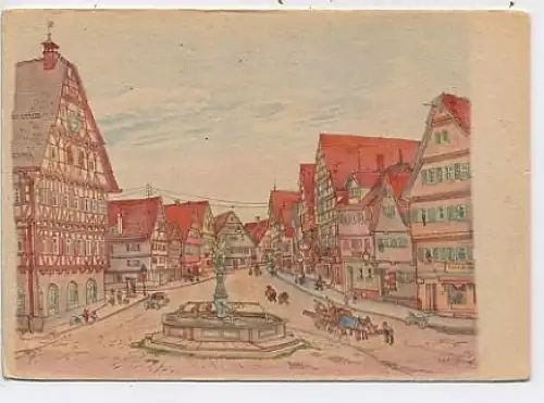 Leonberg Marktplatz Aquarell von Hugo Frank ngl 39.926