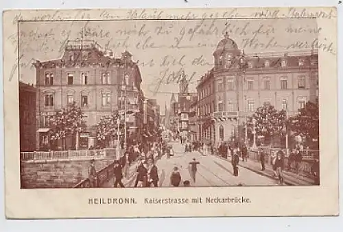 Heilbronn Kaiserstraße mit Neckarbrücke gl1914 32.341