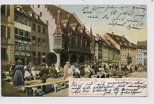 Freiburg Marktplatz mit Kaufhaus glca.1900 32.922