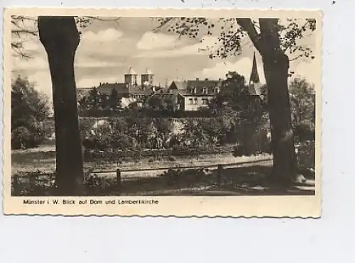 Münster i.W. Blick > Dom u.Lambertikirche gl1954 13.610