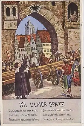 Ulm, Ulmer Spatz, Vierfarbendruck gl1937 33.727