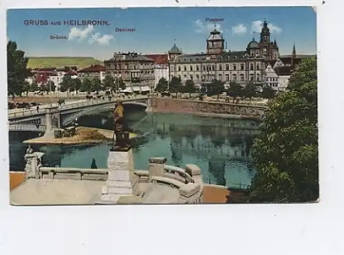 Heilbronn Brücke Postamt Denkmal gl1908 39.916
