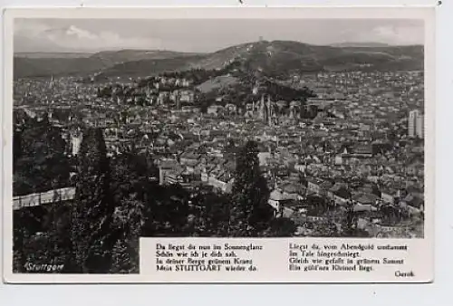 Stuttgart, Fotokarte, Ansicht von oben gl1939 33.896