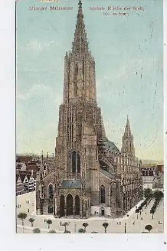 Ulm a.D. Münster mit Bäumchen ... gl1910 40.852