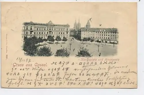 Gruß aus Cassel Königsplatz Hauptpost gl1897 40.951