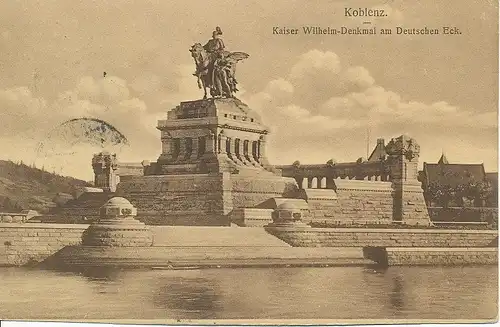 Koblenz Kaiser-Denkmal Dt. Eck feldpgl1915 134.004