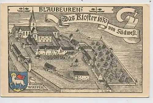 Blaubeuren Kloster von Südwest Klosterwappen ngl 32.665