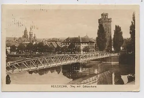 Heilbronn a. Neckar, Steg mit Götzenturm gl1939 33.968