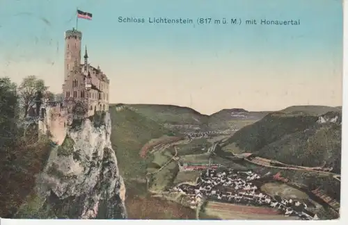 Lichtenstein Schloss und Honauertal gl1910 73.366