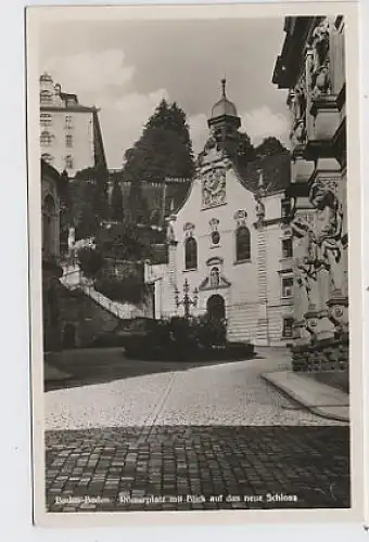 Baden-Baden Römerplatz Schloss Fotokarte ngl 32.651