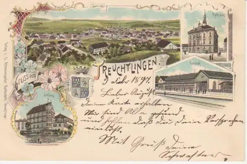 Treuchtlingen, Litho, Schloß, Bahnhof gl1897 73.852