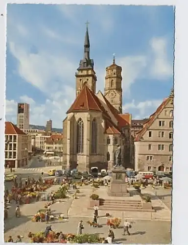 Stuttgart Schillerplatz mit Stiftskirche ngl 32.466