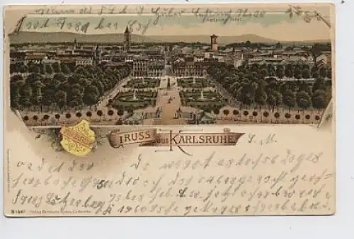 Karlsruhe Litho Gesamtansicht gl1902 33.271