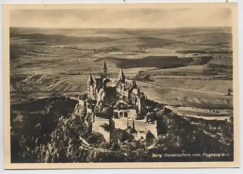 Burg Hohenzollern vom Flugzeug aus gl1936 33.314
