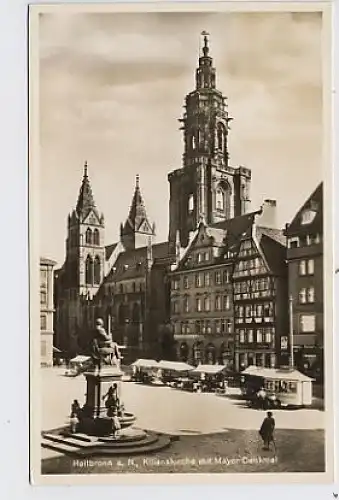 Heilbronn Kilianskirche mit Mayer-Denkmal ngl 32.349