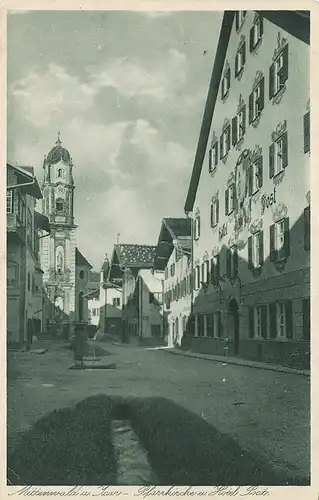 Mittenwald Pfarrkirche und Hotel Post ngl 126.130