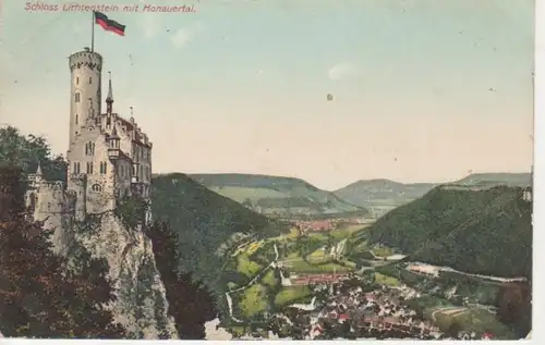 Schloss Lichtenstein mit Honauertal gl1909 73.298