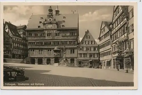 Tübingen, Marktplatz mit Rathaus gl1941 33.673