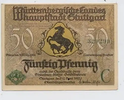 Stuttgart Fünfzig Pfennig 1921 34.098