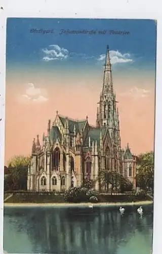 Stuttgart Johanniskirche mit Feuersee gl1917 37.667