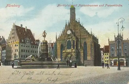 Nürnberg Neptunbrunnen Frauenkirche gl1914 124.727