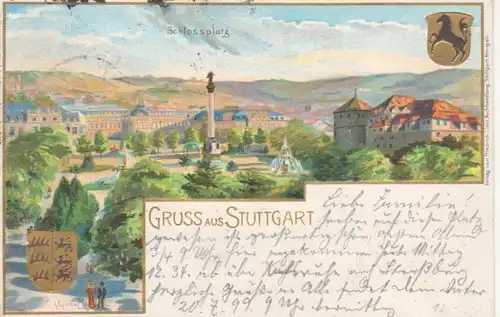 Stuttgart Schloßplatz Prägekarte gl1899 204.678