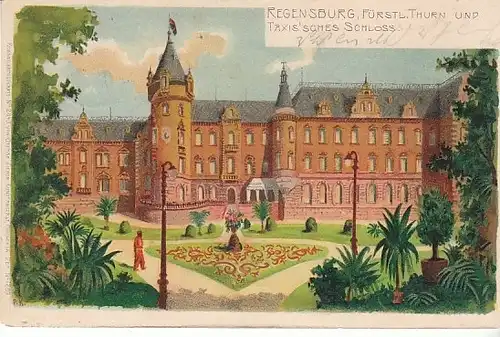 Regensburg Litho F.Thurn u.Taxis Schloß gl1905 C2276