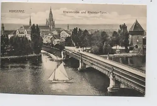 Konstanz, Rheinbrücke und Rheintor-Turm ngl 33.814