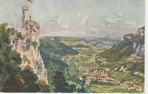 Lichtenstein Schloss mit Honauertal gl1912 73.364