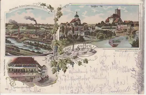 Lauffen Litho Gasthaus zum Hirsch gl1898 74.241