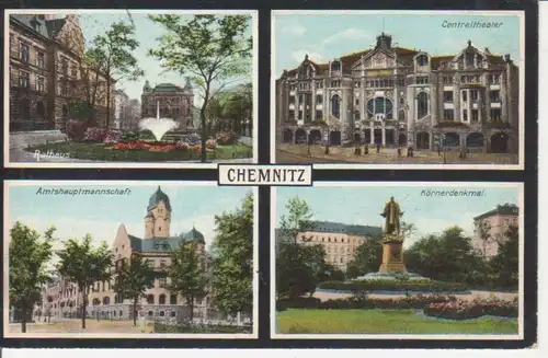 Chemnitz Rathaus Centraltheater Denkmal gl1909 86.194
