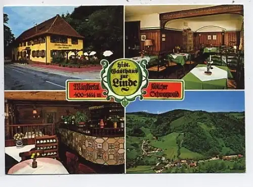 Münstertal Schwarzwald Gasthaus Linde Werbekarte 45.971