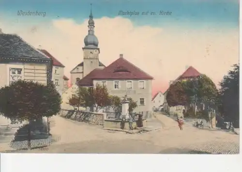 Weidenberg Marktplatz mit ev. Kirche ngl 74.111