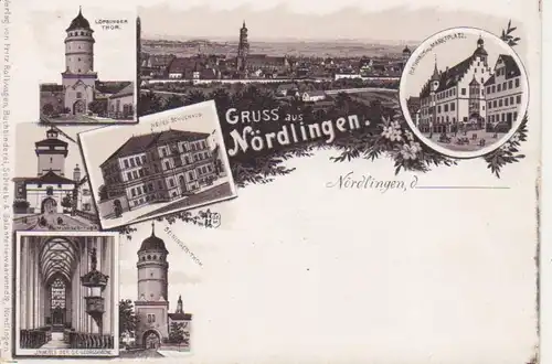 Nördlingen Litho Schulhaus Rathaus Marktpl. ngl 73.668