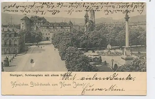 Stuttgart Schloßplatz mit altem Schloß gl1904 37.653