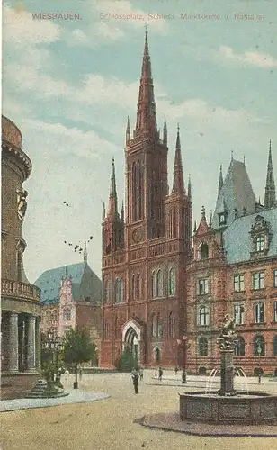 Wiesbaden Schlossplatz Kirche Rathaus gl1919 130.246