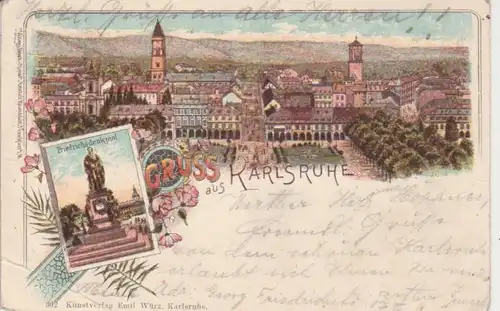 Karlsruhe Litho Friedrichsdenkmal Total gl1900 74.330