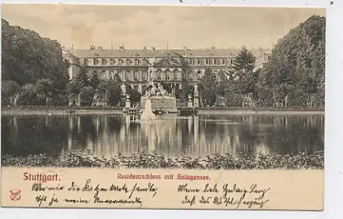 Stuttgart Königl. Schloß mit Anlagensee gl1905 37.640
